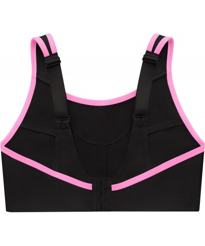 Women's No-bounce Camisole Sports Bra Wirefree 1066 Black/Pink $14.66 Lingerie