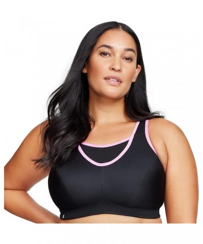 Women's No-bounce Camisole Sports Bra Wirefree 1066 Black/Pink $14.66 Lingerie