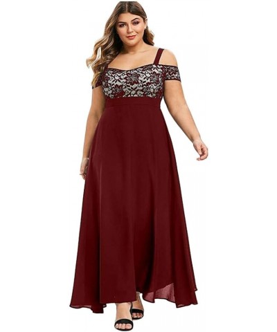 Plus Size Maxi Dress for Women, Summer Casual Short Sleeve Floral Printed Long Dress for Beach and Vacation 02 Wine $16.95 Dr...