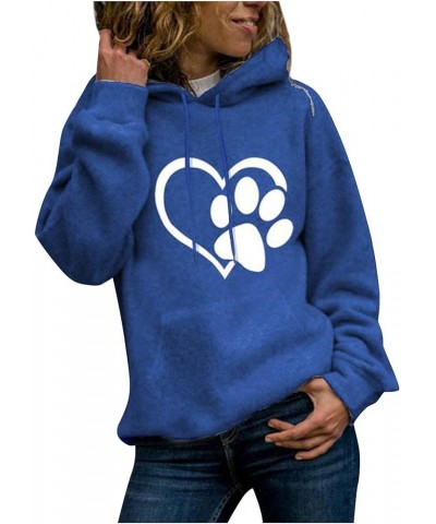 Women's Dog Mom Hoodie Dog Paw Long Sleeve Shirt Dog Mom Sweatshirts Pullover Gift Tops for Women Teen Girls 920a-blue $11.96...