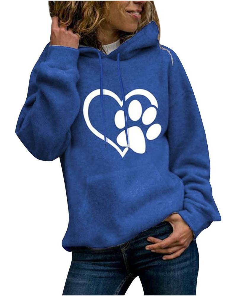 Women's Dog Mom Hoodie Dog Paw Long Sleeve Shirt Dog Mom Sweatshirts Pullover Gift Tops for Women Teen Girls 920a-blue $11.96...