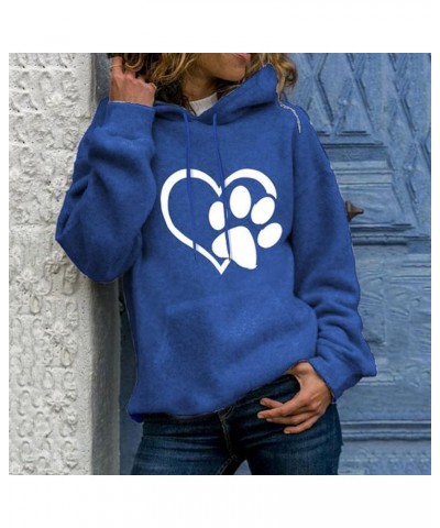 Women's Dog Mom Hoodie Dog Paw Long Sleeve Shirt Dog Mom Sweatshirts Pullover Gift Tops for Women Teen Girls 920a-blue $11.96...