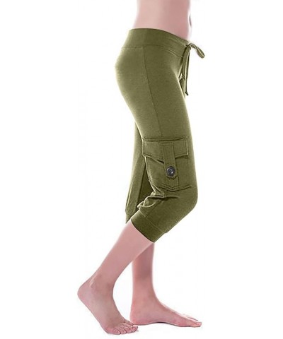 Capri Pants for Women Summer 2024 Capri Leggings with Pockets High Wasit Stretch Casual Capris Womens Capri Joggers 02 Army G...