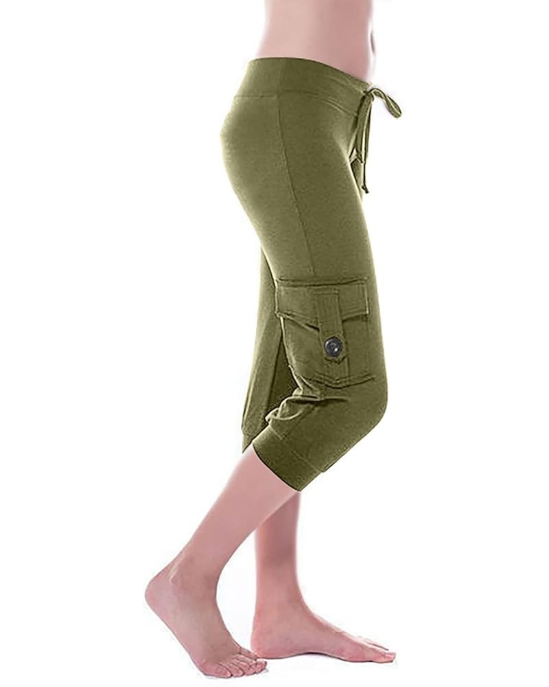 Capri Pants for Women Summer 2024 Capri Leggings with Pockets High Wasit Stretch Casual Capris Womens Capri Joggers 02 Army G...