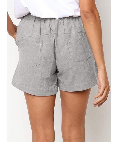 Womens Drawstring Shorts High Waist Solid Color Casual Summer Beach Shorts with Pockets Gray $9.47 Activewear