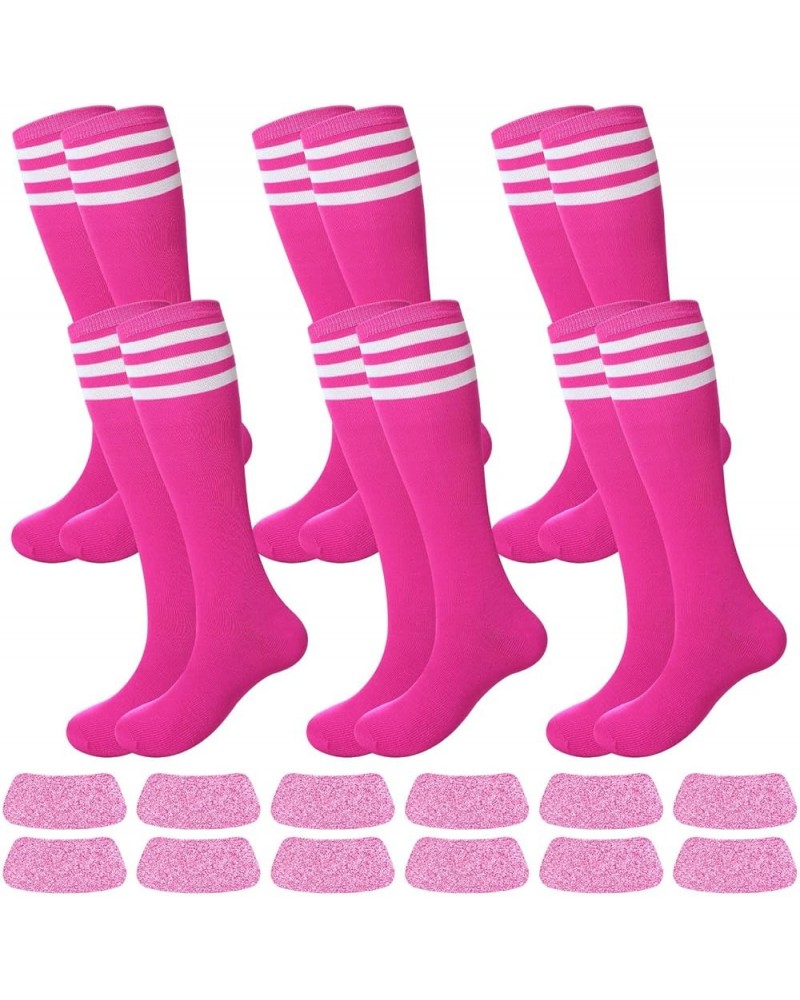 12 Pcs Sport Accessories 6 Softball Soccer Socks 6 Glitter Eyeblack Stickers for Youth Women Adult Sports Supplies Pink $11.5...