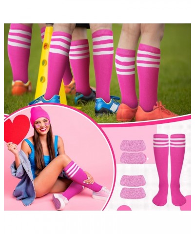 12 Pcs Sport Accessories 6 Softball Soccer Socks 6 Glitter Eyeblack Stickers for Youth Women Adult Sports Supplies Pink $11.5...