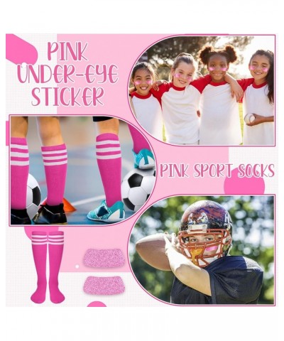 12 Pcs Sport Accessories 6 Softball Soccer Socks 6 Glitter Eyeblack Stickers for Youth Women Adult Sports Supplies Pink $11.5...