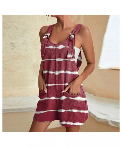 Plus Size Women's Jumpsuits, Rompers for Women Summer Comfortable Casual Shorts Solid Overalls with Pockets Pants 15-wine $6....