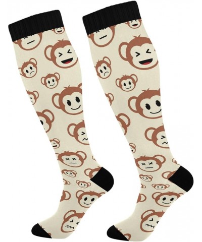 Red Heart Beats Compression Socks for Women and Men Circulation White Long Socks for Athletic Running 1 2 Cute Monkey $8.83 A...