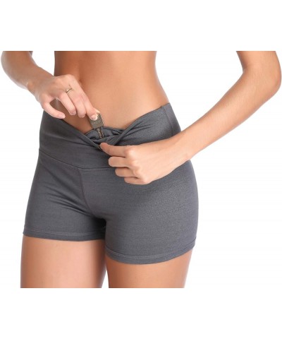 Women's 5" /2" High Waist Stretch Athletic Workout Shorts with Pocket 3 Pack:05 Black,grey,dark Green $15.68 Activewear