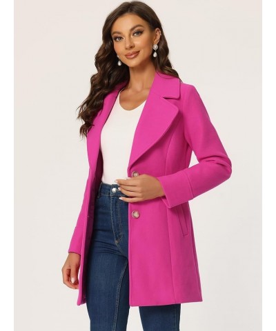 Women's Elegant Overcoat Notched Shawl Collar Single Breasted Outerwear Winter Long Coat Hot Pink $28.80 Coats