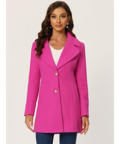 Women's Elegant Overcoat Notched Shawl Collar Single Breasted Outerwear Winter Long Coat Hot Pink $28.80 Coats