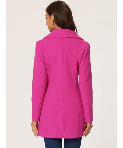 Women's Elegant Overcoat Notched Shawl Collar Single Breasted Outerwear Winter Long Coat Hot Pink $28.80 Coats