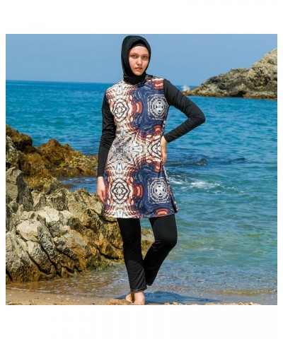 Islamic Long Sleeve Swimsuits for Women Modest Muslim 5 PCS | Full Cover Rash Guard Burkini | Arabic Swimwear Black / M $29.4...