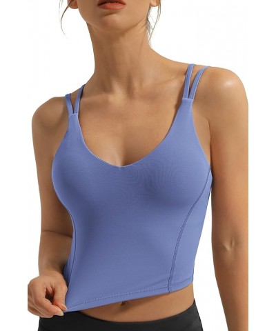 Sports Bra Longline Padded Bra Yoga Crop Tank Tops Fitness Workout Bra for Women Blue Heaven-crop $12.31 Activewear