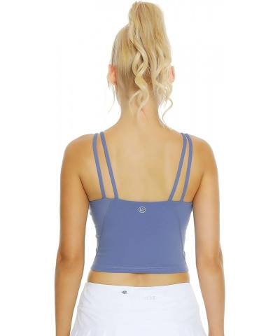 Sports Bra Longline Padded Bra Yoga Crop Tank Tops Fitness Workout Bra for Women Blue Heaven-crop $12.31 Activewear