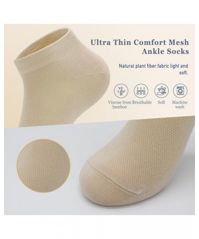 Ultra-Thin Comfort Viscose Bamboo Mesh Ankle Socks for Women -Breathable Lightweight Low-Cut Socks 5 Pairs Khaki $13.19 Activ...