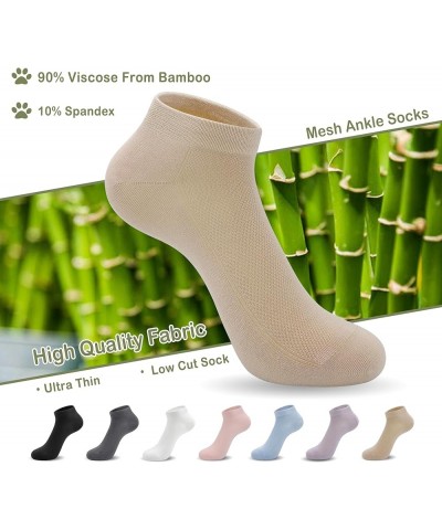 Ultra-Thin Comfort Viscose Bamboo Mesh Ankle Socks for Women -Breathable Lightweight Low-Cut Socks 5 Pairs Khaki $13.19 Activ...