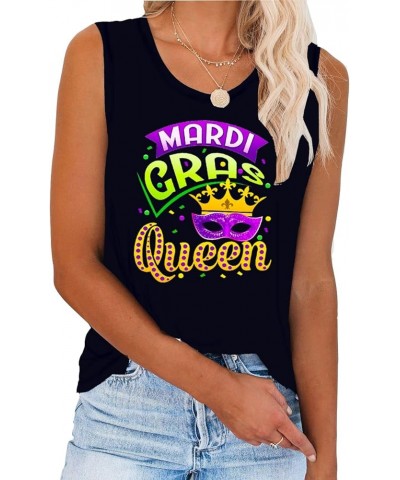 Womens 4th of July Shirt Sleeveless USA Flag Patriotic Summer Tank Tops Mardi Gras Queen $8.24 Tanks