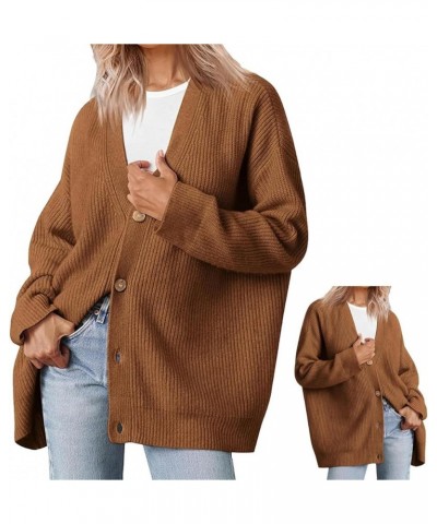 Cashmere Cocoon Cardigan for Women, 2023 New Open Front Oversized Button Down Chunky Cardigan (Color : Brown, Size : Small) X...