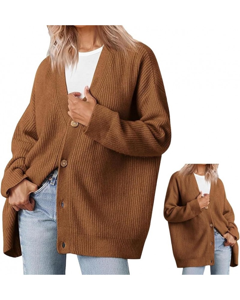 Cashmere Cocoon Cardigan for Women, 2023 New Open Front Oversized Button Down Chunky Cardigan (Color : Brown, Size : Small) X...