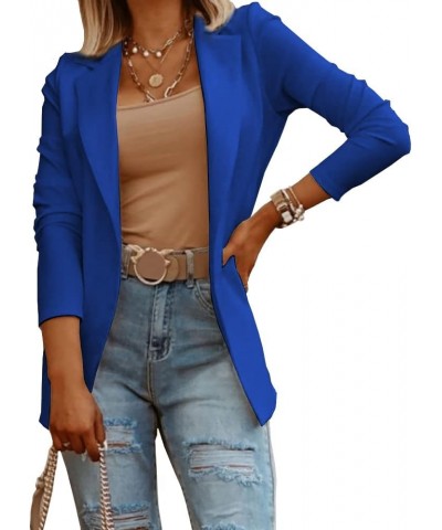 Women's Casual Long Sleeve Blazers Open Front Work Office Solid Color Knit Blazer Jacket Navy $23.65 Blazers