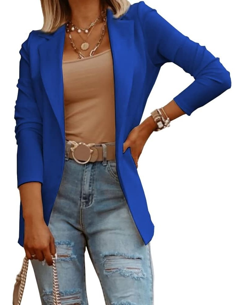 Women's Casual Long Sleeve Blazers Open Front Work Office Solid Color Knit Blazer Jacket Navy $23.65 Blazers