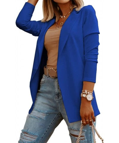 Women's Casual Long Sleeve Blazers Open Front Work Office Solid Color Knit Blazer Jacket Navy $23.65 Blazers