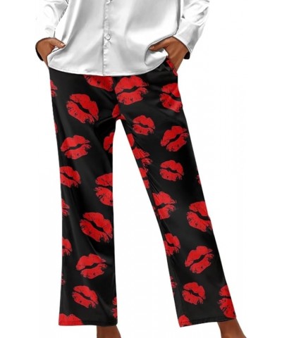 Pajamas Pants for Women Long Pants Sleepwear Soft Comfy Night Wear Loungewear Pajama House Wear XS-4XL Red Lips $15.67 Sleep ...