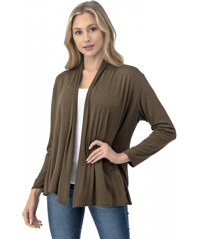 Soft Casual Drape Cardigan - Longsleeve - Made in USA Olive $17.99 Sweaters