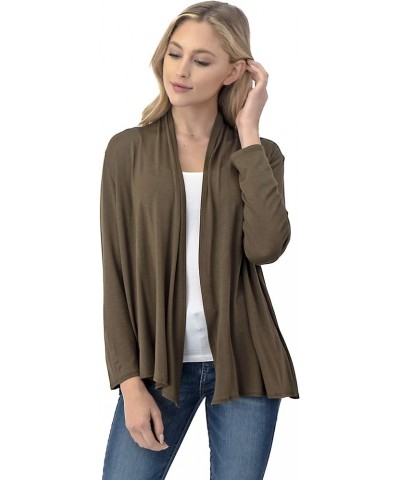 Soft Casual Drape Cardigan - Longsleeve - Made in USA Olive $17.99 Sweaters