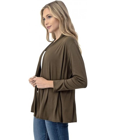 Soft Casual Drape Cardigan - Longsleeve - Made in USA Olive $17.99 Sweaters