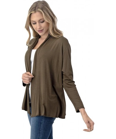 Soft Casual Drape Cardigan - Longsleeve - Made in USA Olive $17.99 Sweaters