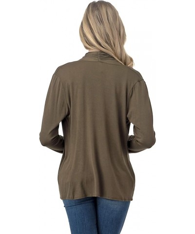 Soft Casual Drape Cardigan - Longsleeve - Made in USA Olive $17.99 Sweaters