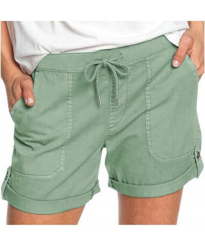 Stretch Twill Shorts Women High Waist Loose Fit Bermuda Short with Pockets Casual Drawstring Summer Comfy Shorts 2023 3 Green...