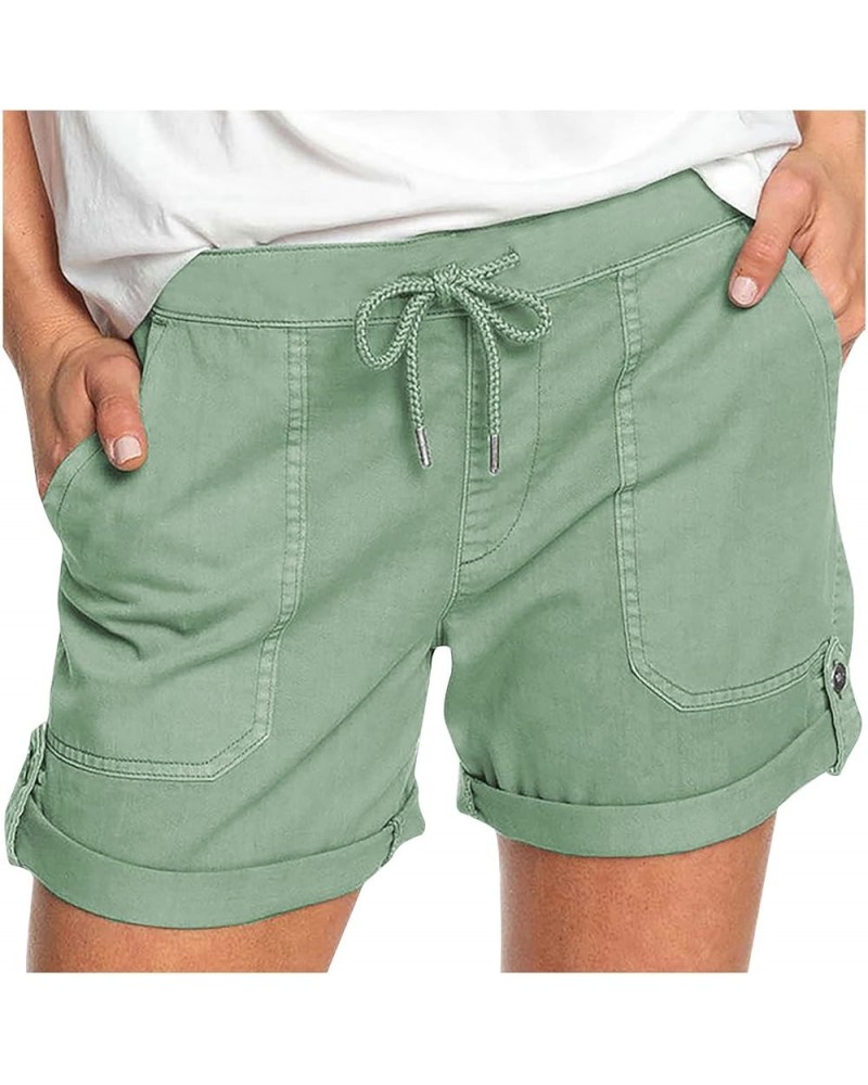 Stretch Twill Shorts Women High Waist Loose Fit Bermuda Short with Pockets Casual Drawstring Summer Comfy Shorts 2023 3 Green...