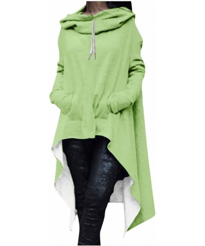 Women's Long Hoodie Irregular Hem Tunic Sweatshirts Loose Casual Blouse Pullover Fall Fashion Tops with Pocket 05 Green $12.4...