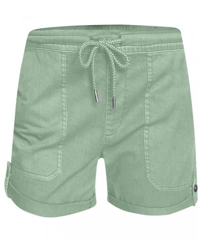 Stretch Twill Shorts Women High Waist Loose Fit Bermuda Short with Pockets Casual Drawstring Summer Comfy Shorts 2023 3 Green...