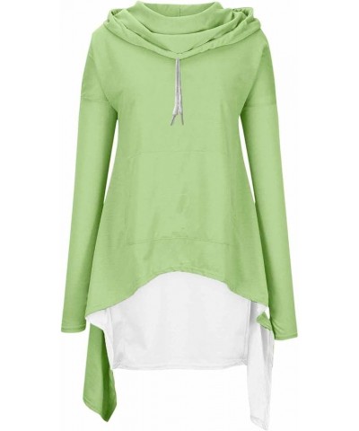 Women's Long Hoodie Irregular Hem Tunic Sweatshirts Loose Casual Blouse Pullover Fall Fashion Tops with Pocket 05 Green $12.4...