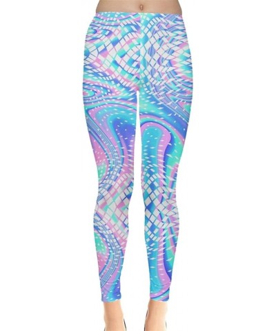 Womens Tights Triangle Pattern Geometric Abstract Texture Houndstooth Stretch Leggings, XS-5XL Light Blue Waves $16.73 Leggings