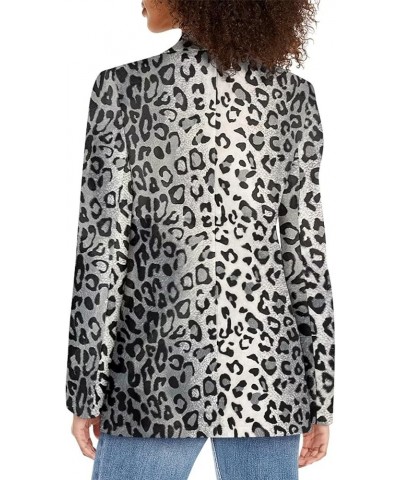 Womens Blazers for Work Lapel Open Front Long Sleeve Suit Jackets Work Blazer for Business Lady Gray Leopard $18.01 Blazers