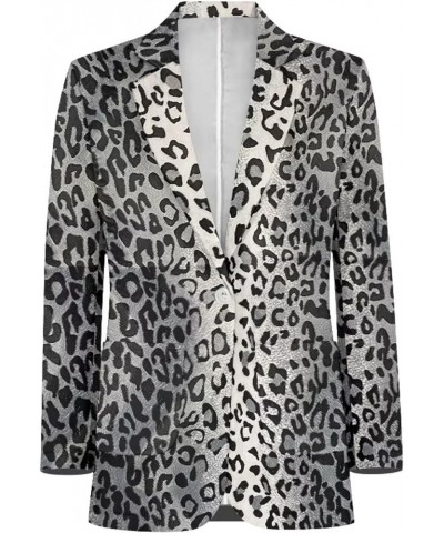 Womens Blazers for Work Lapel Open Front Long Sleeve Suit Jackets Work Blazer for Business Lady Gray Leopard $18.01 Blazers