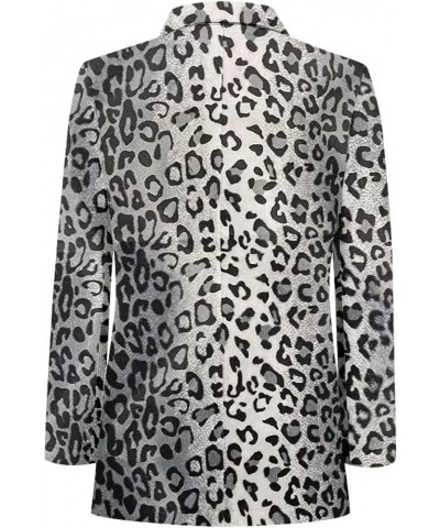 Womens Blazers for Work Lapel Open Front Long Sleeve Suit Jackets Work Blazer for Business Lady Gray Leopard $18.01 Blazers