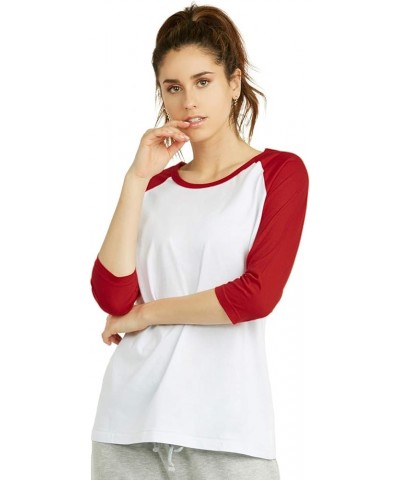 Women's Baseball Quarter Sleeve Tee Shirt White/Red $6.75 Activewear