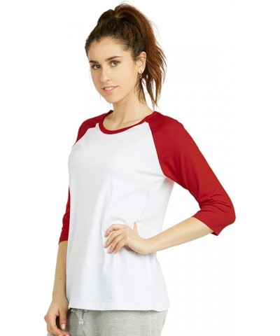 Women's Baseball Quarter Sleeve Tee Shirt White/Red $6.75 Activewear