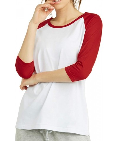 Women's Baseball Quarter Sleeve Tee Shirt White/Red $6.75 Activewear