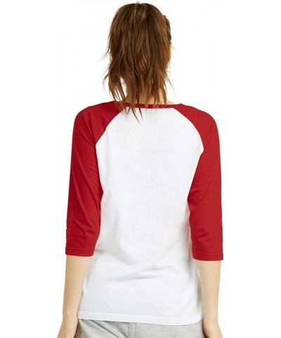 Women's Baseball Quarter Sleeve Tee Shirt White/Red $6.75 Activewear