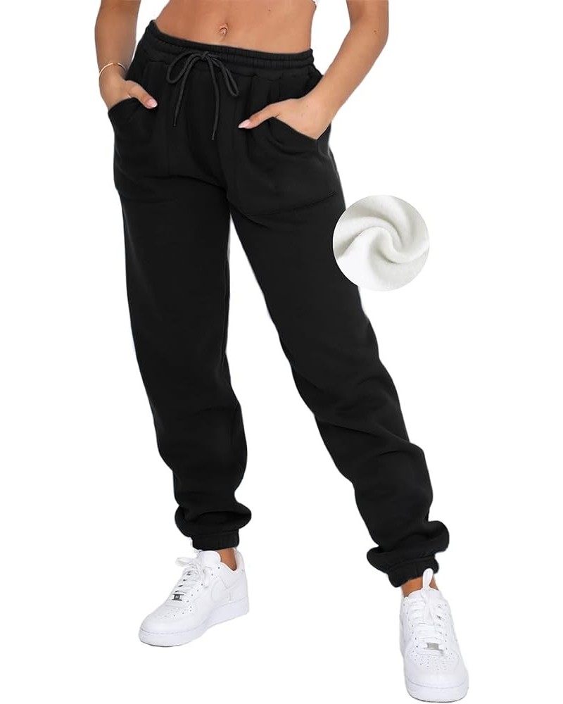 Fleece Sweatpants Women Baggy - Womens Sweatpants Sweats Y2K, Drawstring Sweatpants for Teen Girls Black(fleece Lined) $12.99...