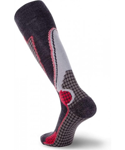 High Performance Wool Ski Socks - Thermal Warm Merino Wool OTC Sock, Men Women 3 Pairs - Black/Grey/Red $28.03 Socks